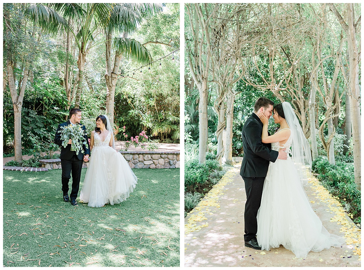 bride and groom at Hartley Botanica